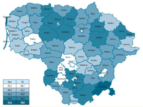 Lietuvos savivaldybių indekso žemėlapis