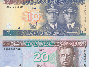 1997 m. laidos banknotai. / Lietuvos banko nuotr.