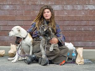 Homeless woman